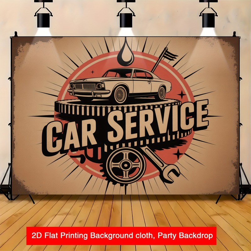 Large retro car service banner - Heavy Equipment Service review and price