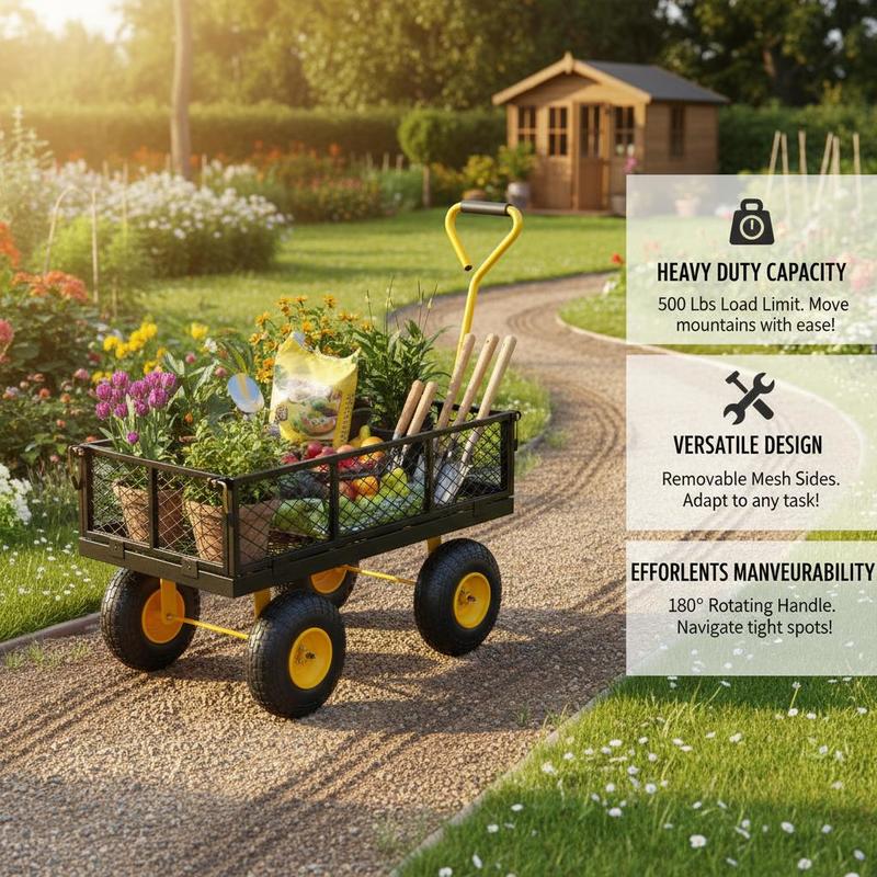 Steel Garden Cart 500 Lbs For  - Heavy Equipment Yard review and price